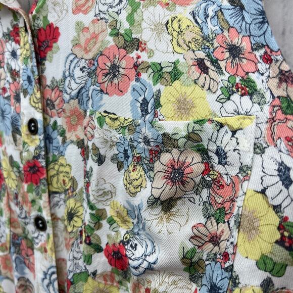 NEW LC Lauren Conrad SMALL Cream Floral Romper Sleeveless Button Up Front - Picture 6 of 13